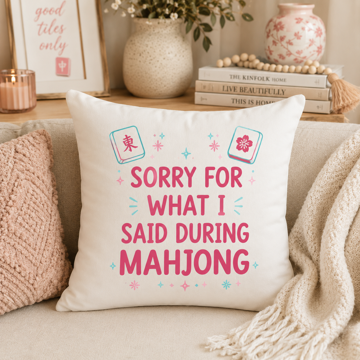 Mahjong Throw Pillow | Funny Mahjong Gift | Sorry For What I Said