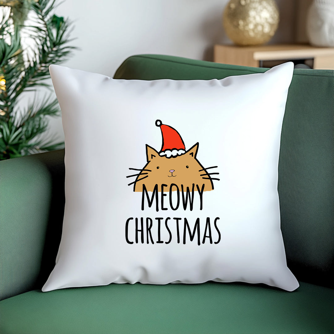 Meowy Christmas Throw Pillow