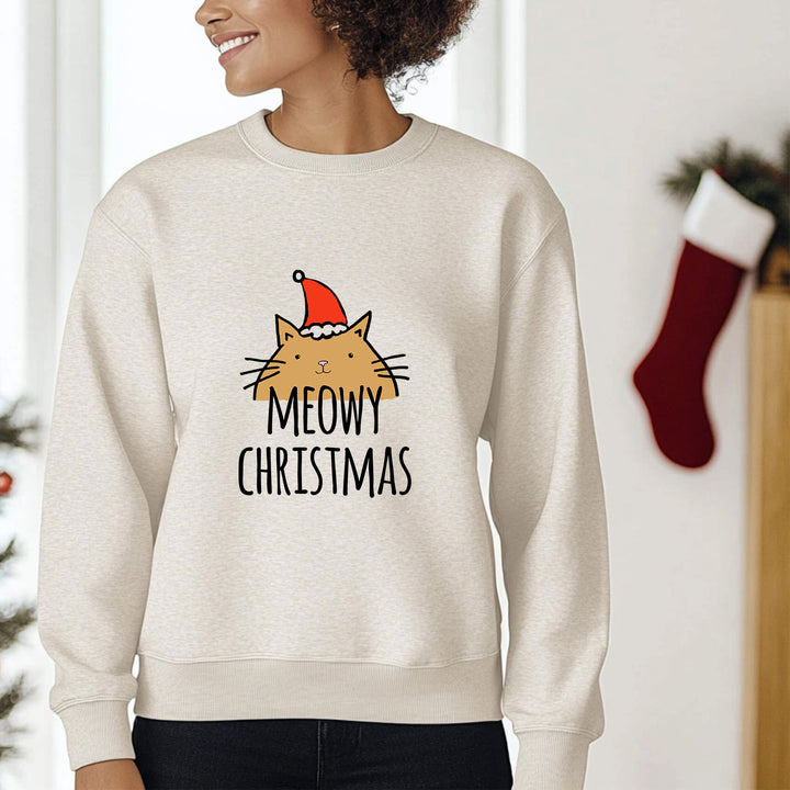 Meowy Christmas - Christmas Unisex Sweatshirt - Oatmeal