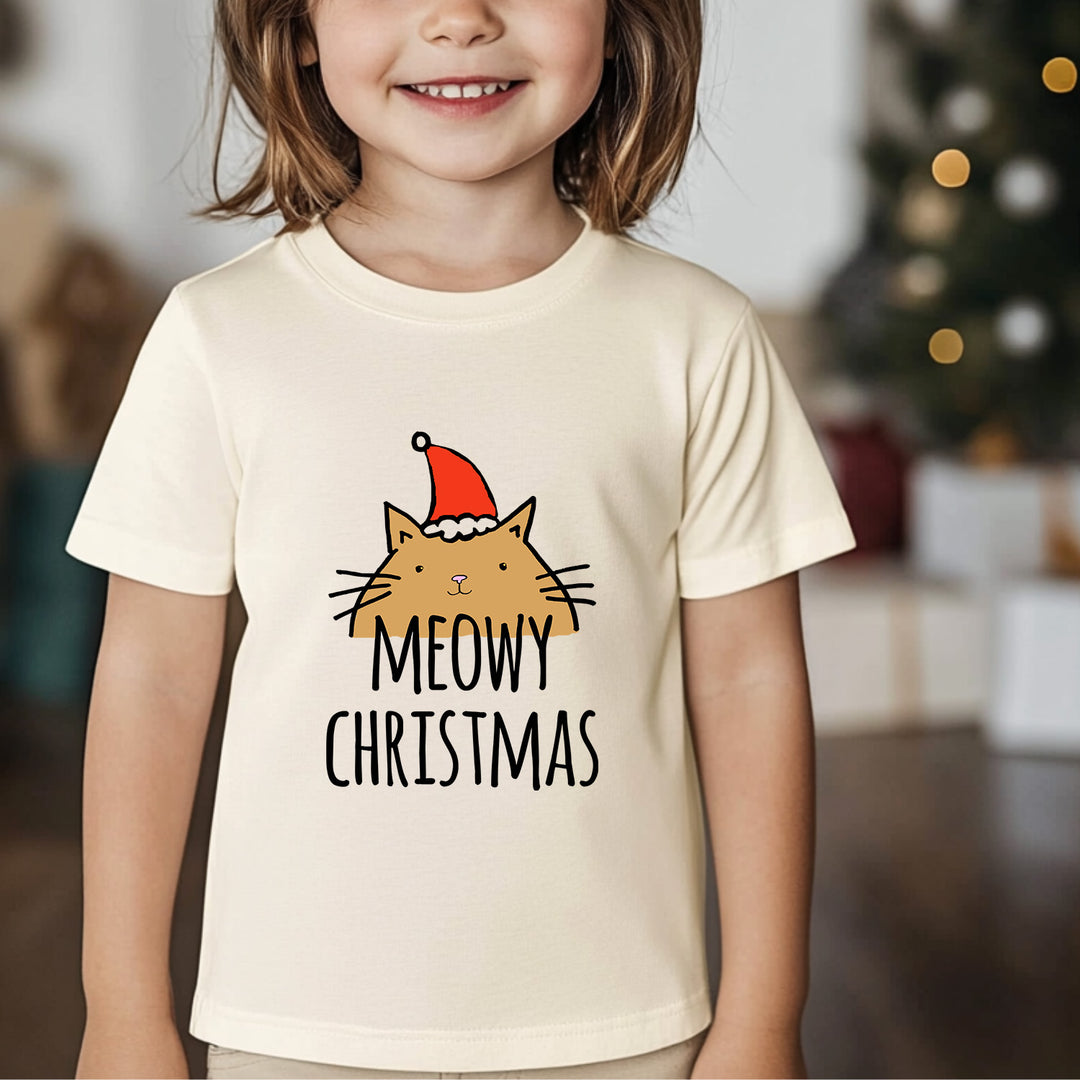 Meowy Christmas - Christmas Toddler Tee - Oatmeal
