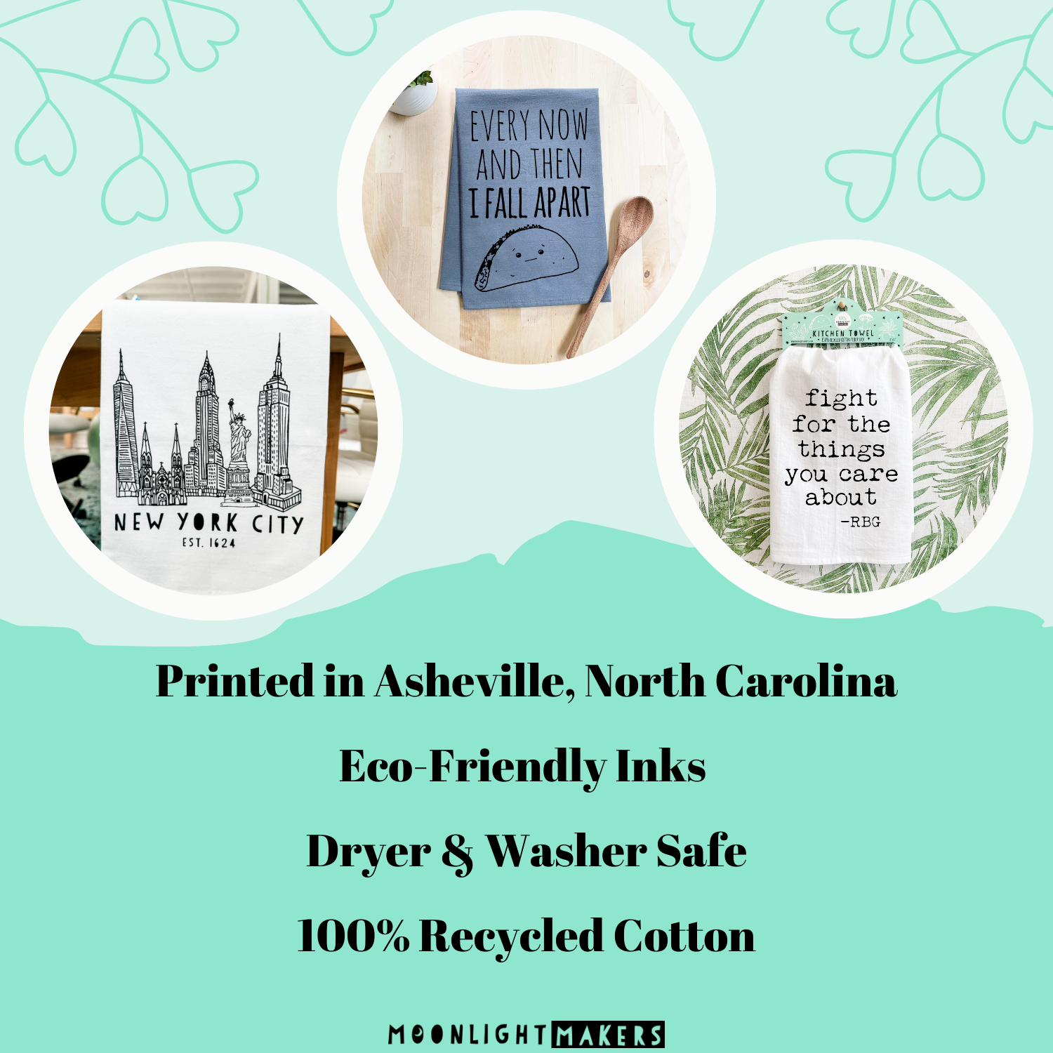 Kitchen Towel Set of 3 - Bacon Heart, Fitness Taco, Brusselin'