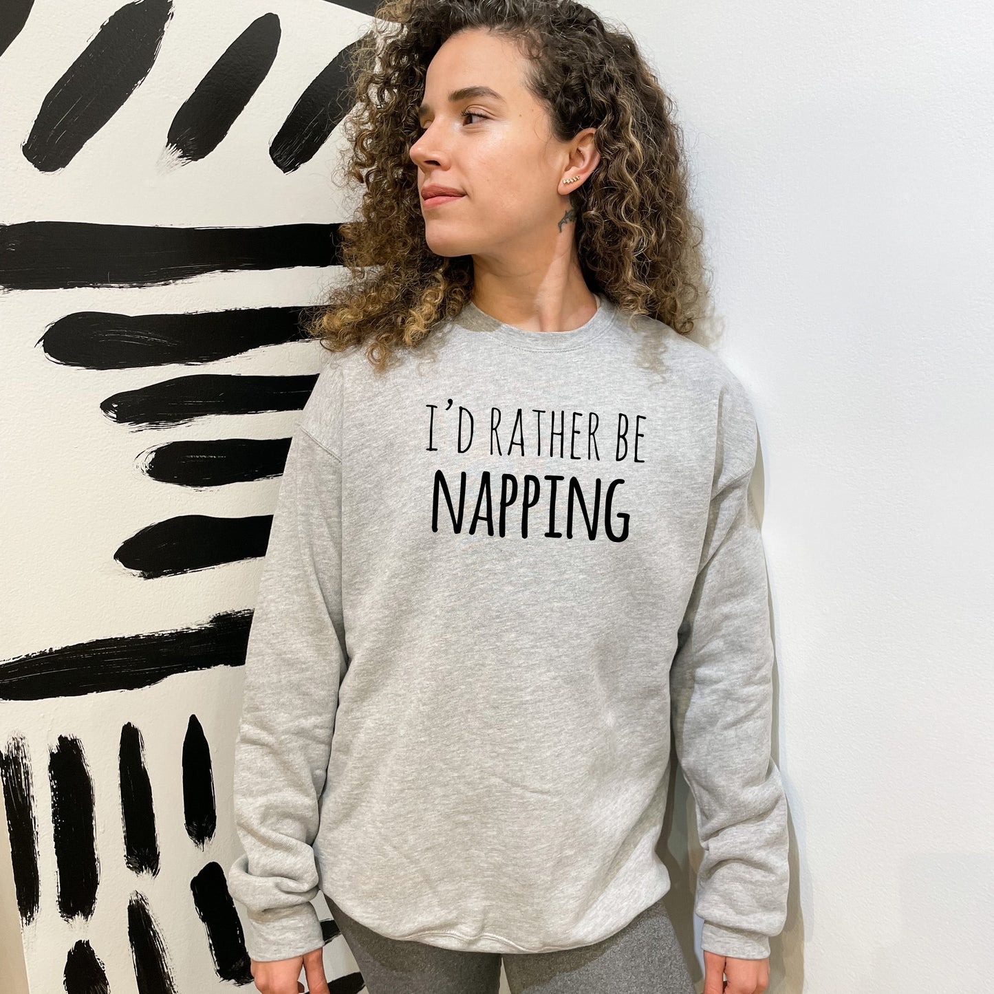 I'd Rather Be Napping - Unisex Sweatshirt - Heather Gray, Dusty Blue, Mauve, or Gold