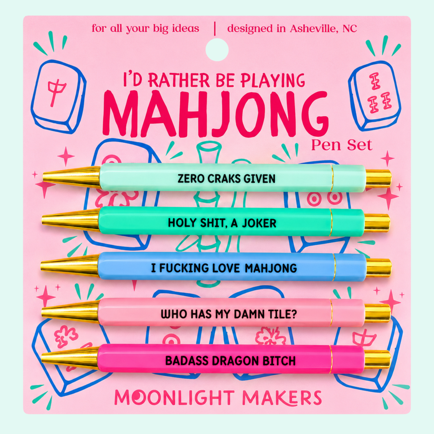Mahjong Gift Set – Mahjong Pen Set, Sorry For What I Said Zipper Pouch, Sh*t I Have To Do Notepad