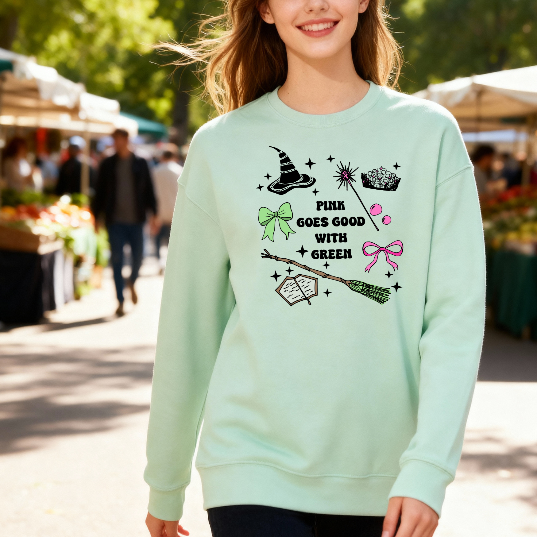 Pink Goes Good With Green - Wicked Inspired Unisex Sweatshirt