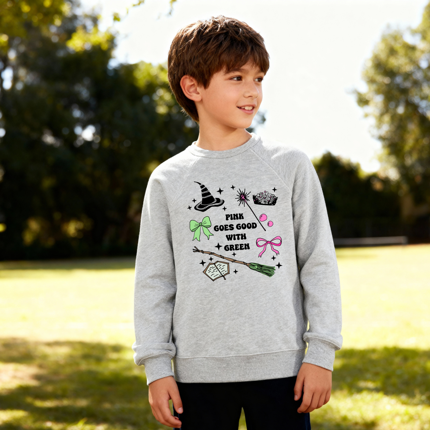 Pink Goes Good With Green - Wicked Inspired Kid's Sweatshirt