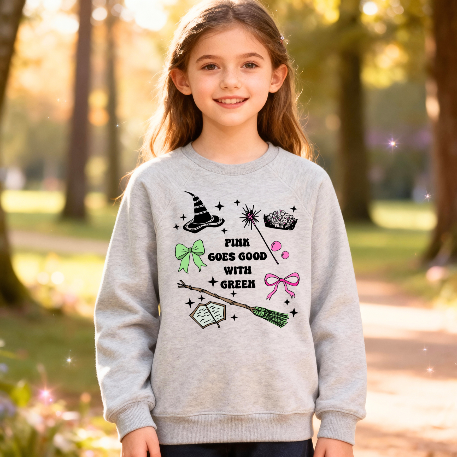 Pink Goes Good With Green - Wicked Inspired Kid's Sweatshirt