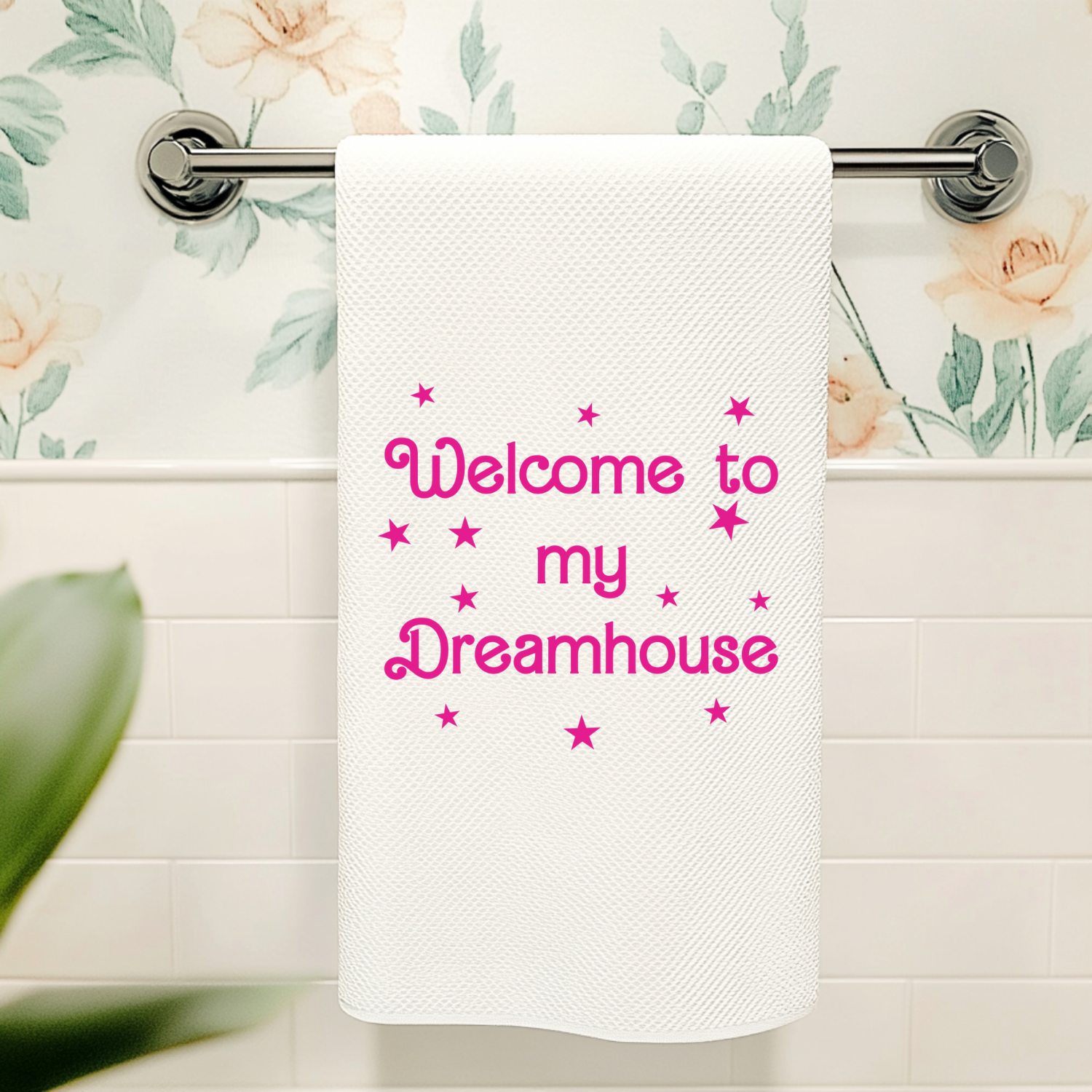 Welcome To My Dreamhouse Barbie Inspired Kitchen Towel