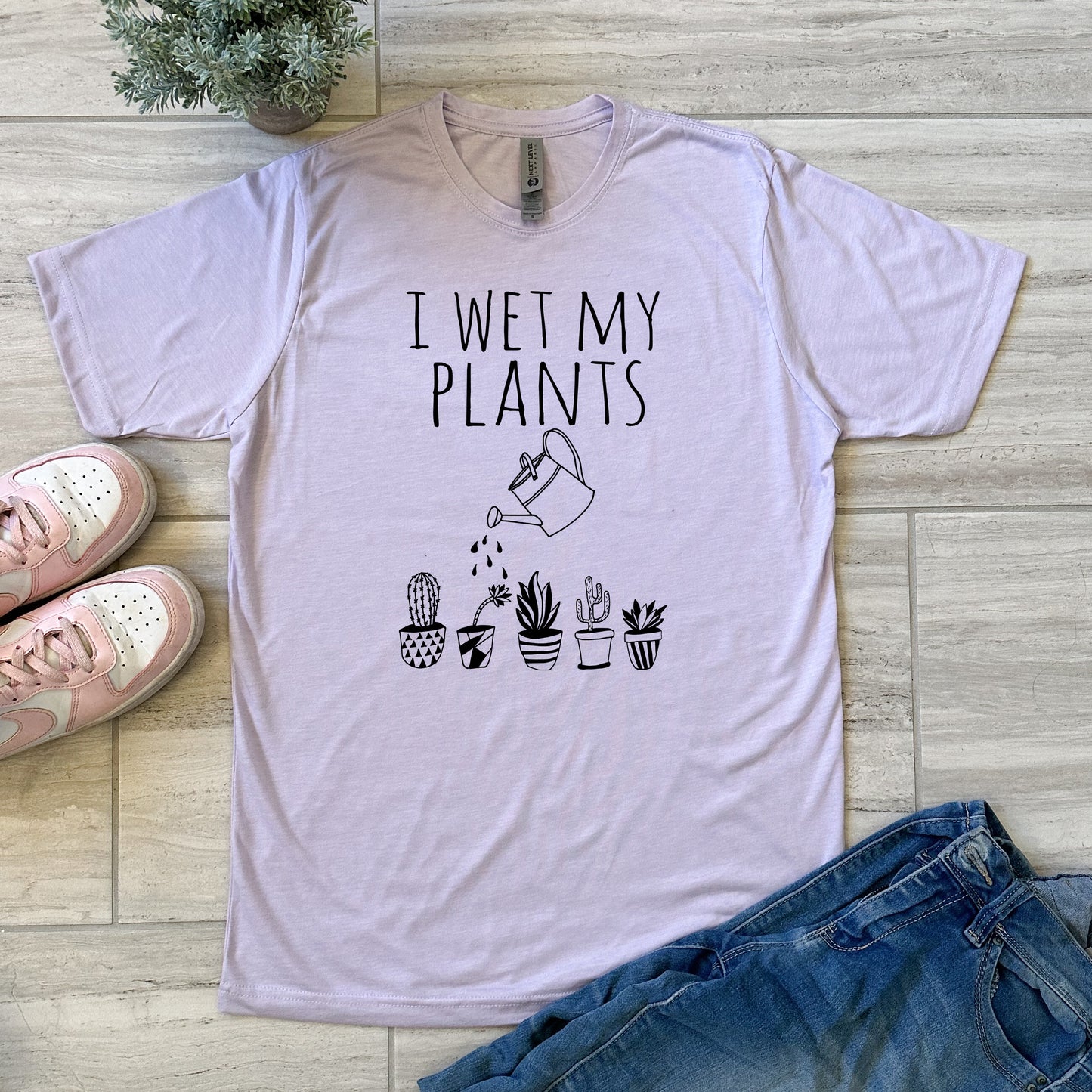 I Wet My Plants - Men's / Unisex Tee - Stonewash Blue, Sage, Lavender, or Heather Gray