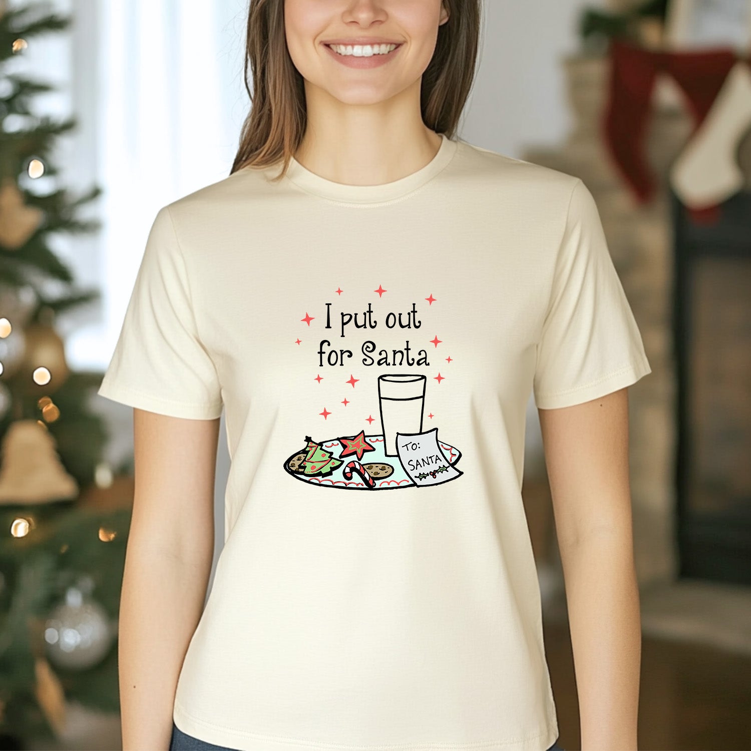 I Put Out For Santa - Christmas Men's / Unisex Tee - Oatmeal