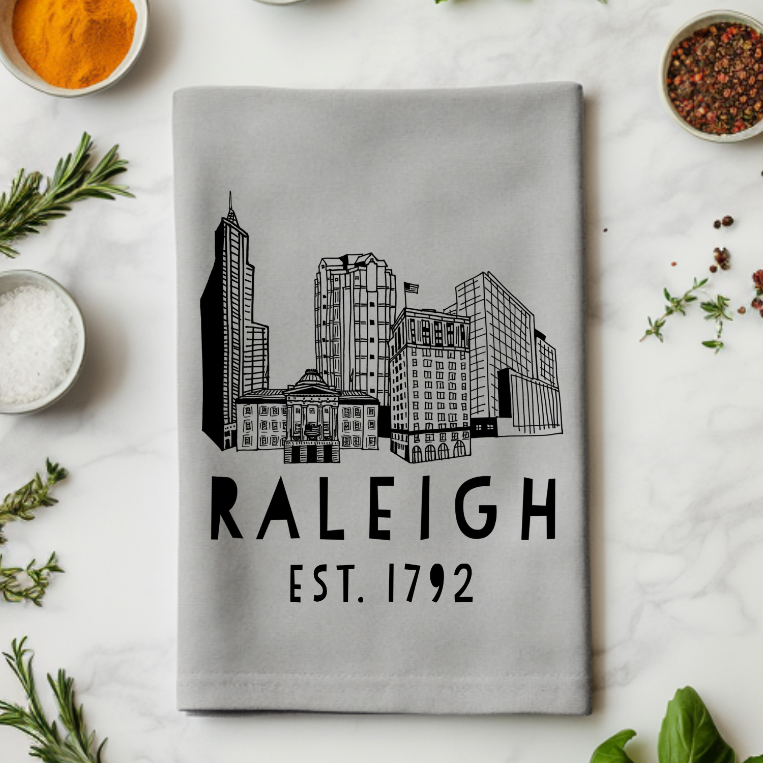Raleigh Skyline Kitchen Towel