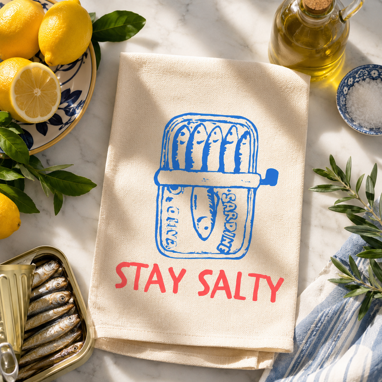 Stay Salty Kitchen Towel - Sardines
