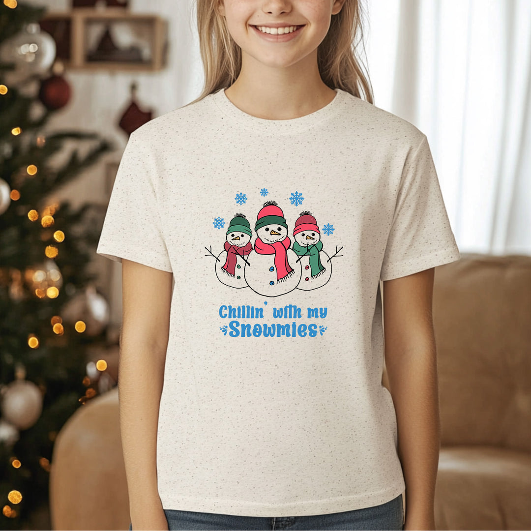 Chillin With My Snowmies - Christmas Kid's Tee - Oatmeal