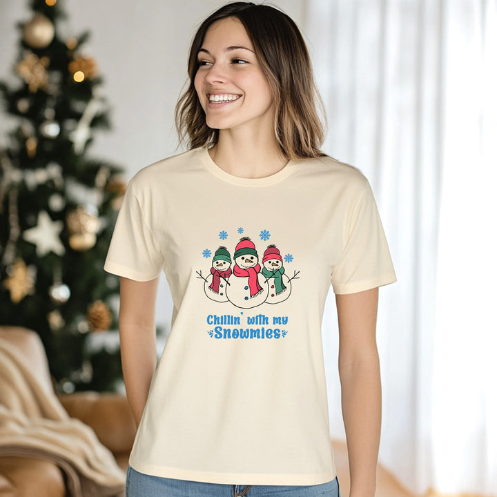 Chillin With My Snowmies - Christmas Men's / Unisex Tee - Oatmeal