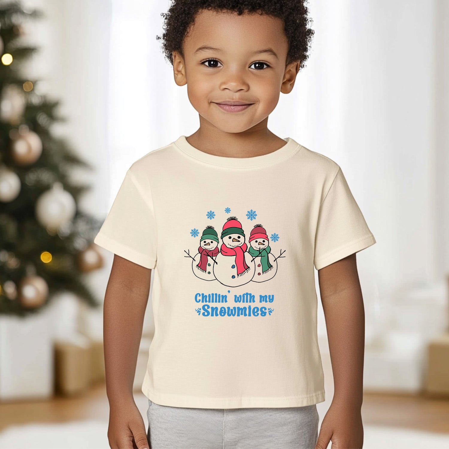 Chillin With My Snowmies - Christmas Toddler Tee - Oatmeal