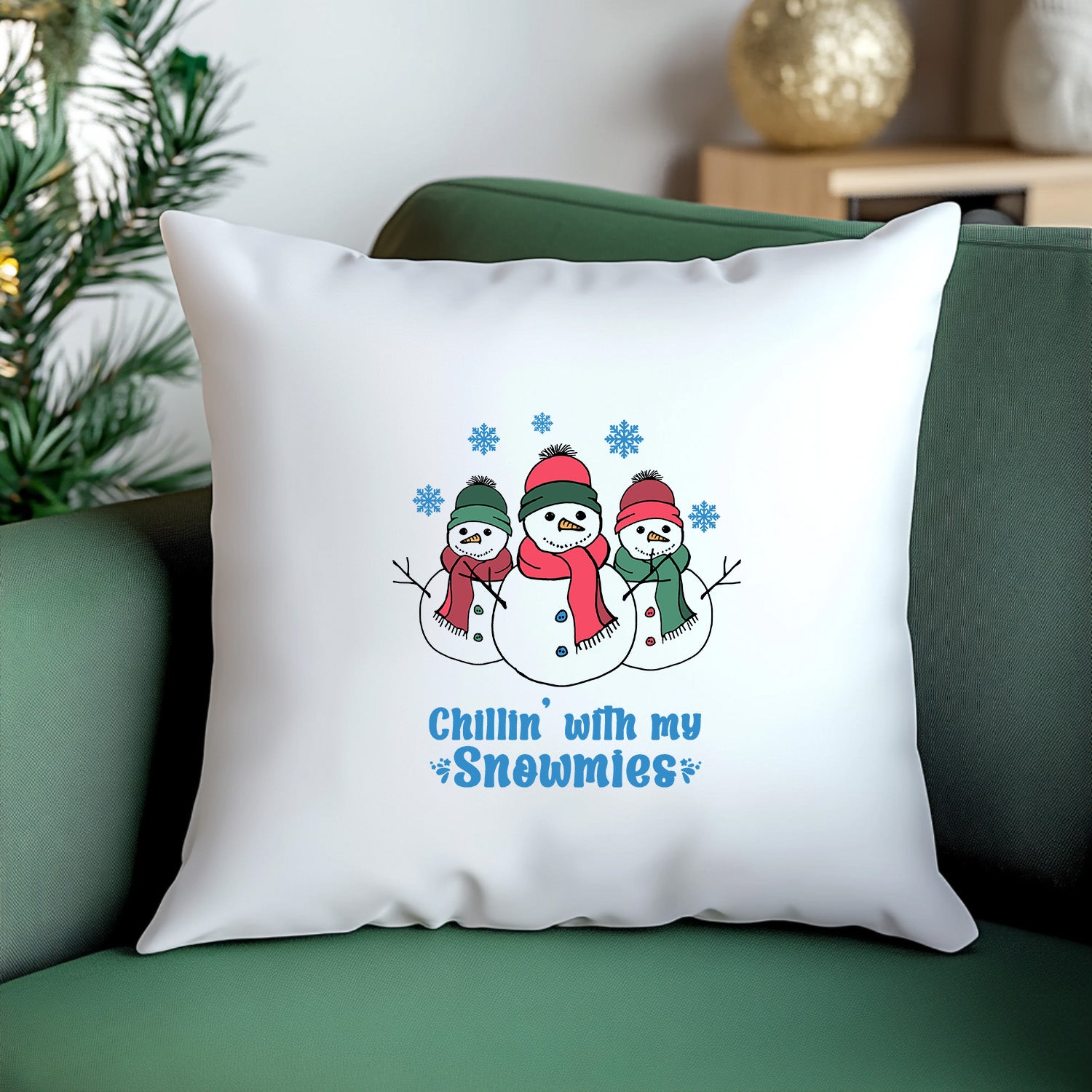 Chillin With My Snowmies Christmas Throw Pillow
