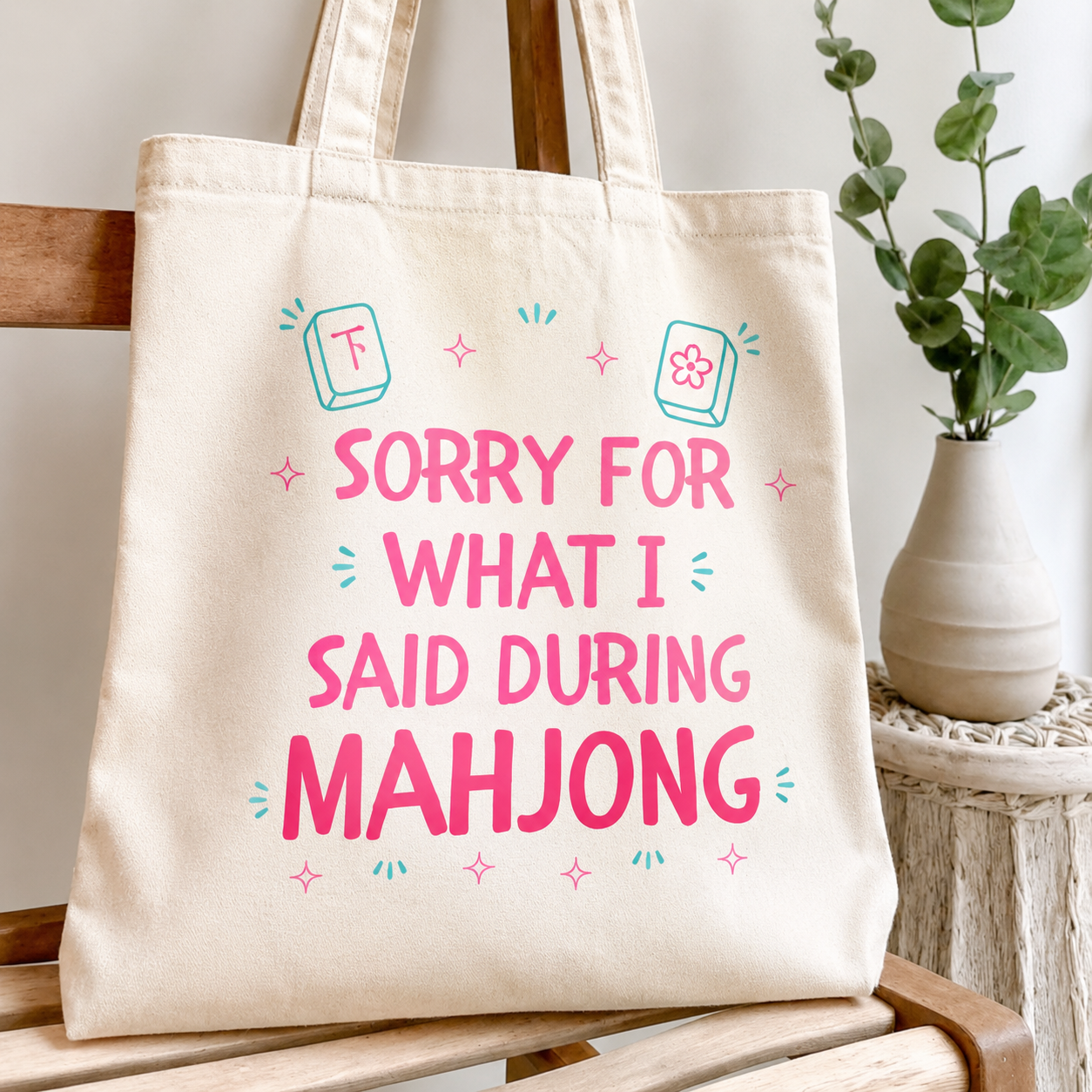 Mahjong Tote Bag | Funny Mahjong Gift | Sorry For What I Said
