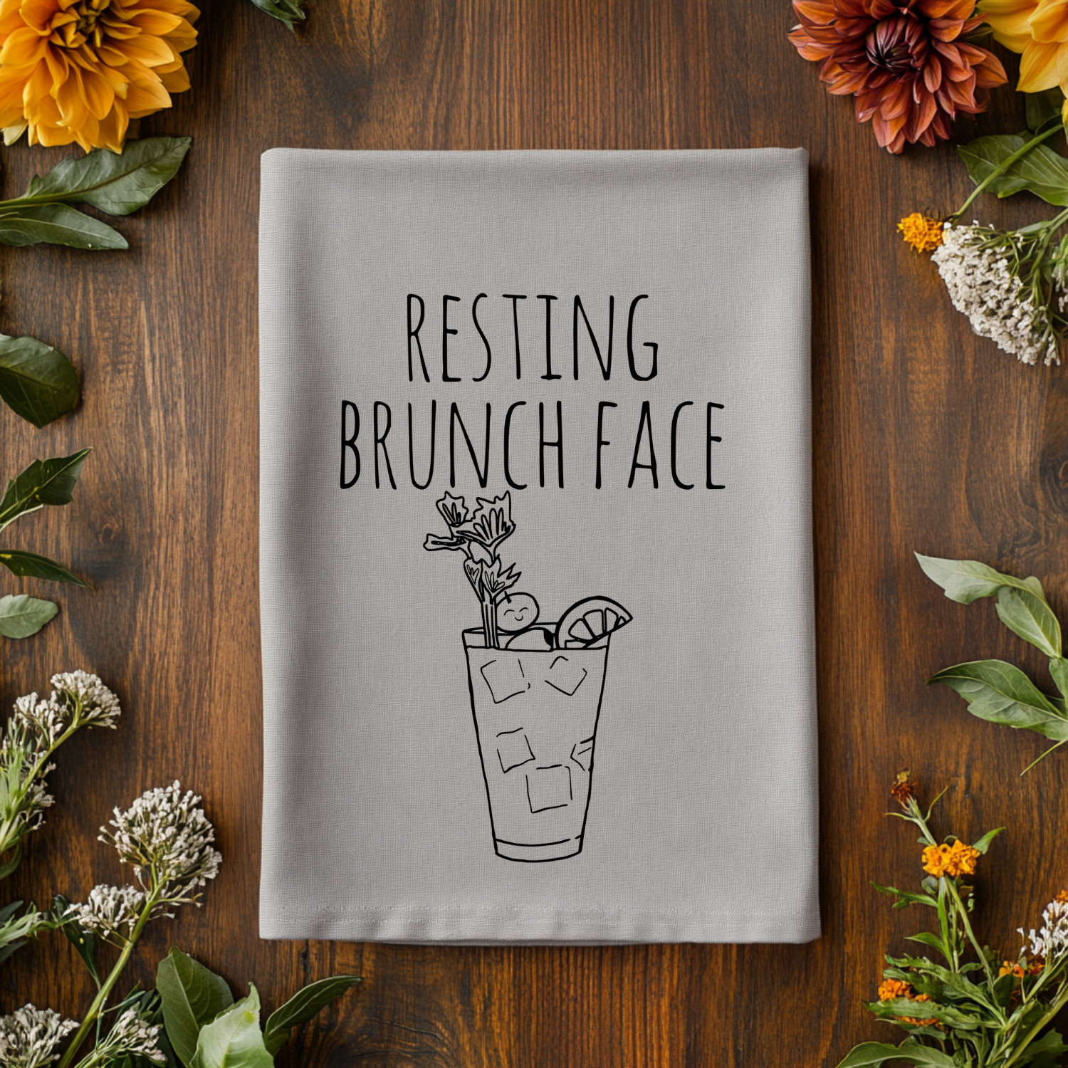 Resting Brunch Face Kitchen Towel