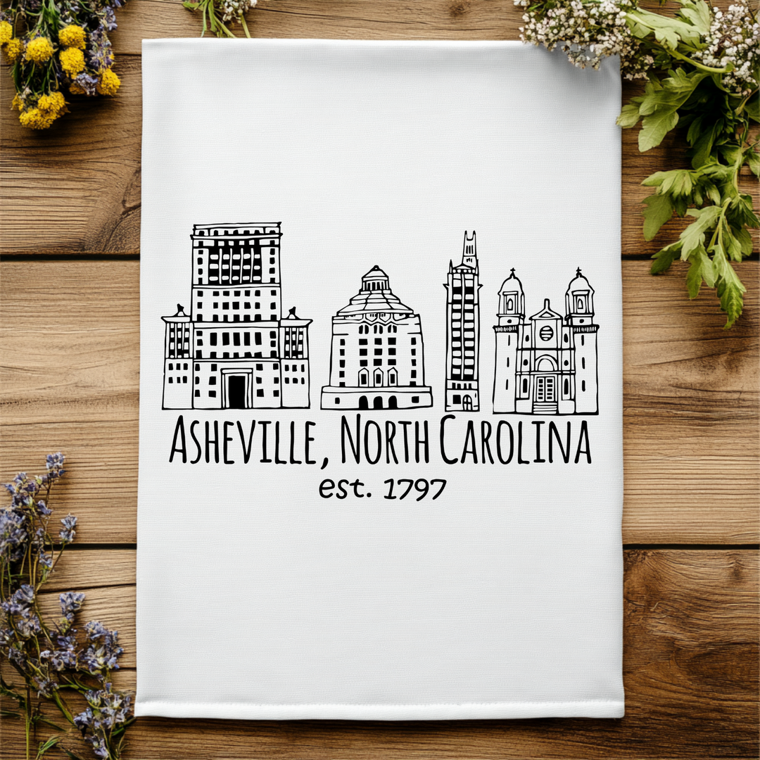 Downtown Historic Asheville, North Carolina Kitchen Towel - MoonlightMakers