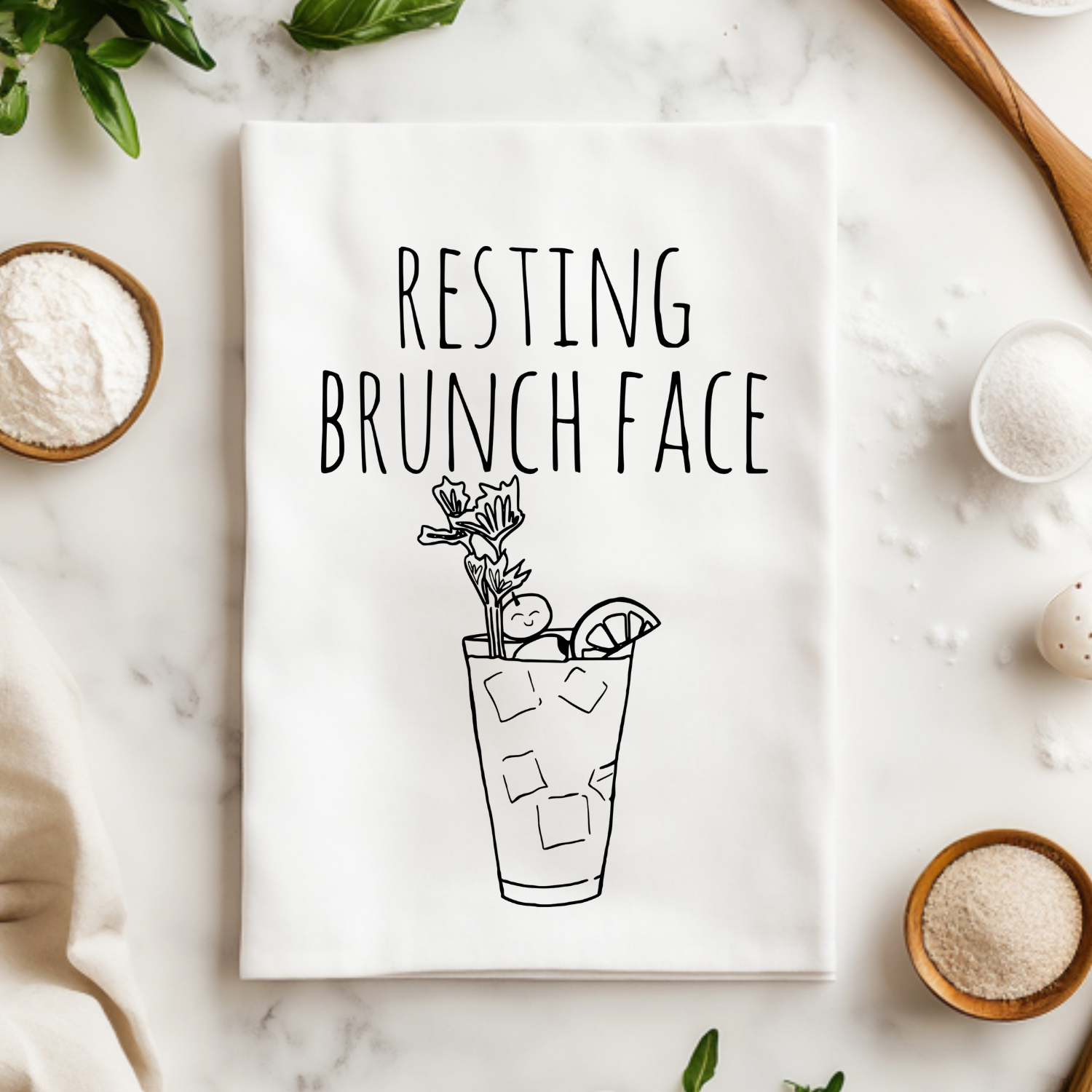 Resting Brunch Face Kitchen Towel