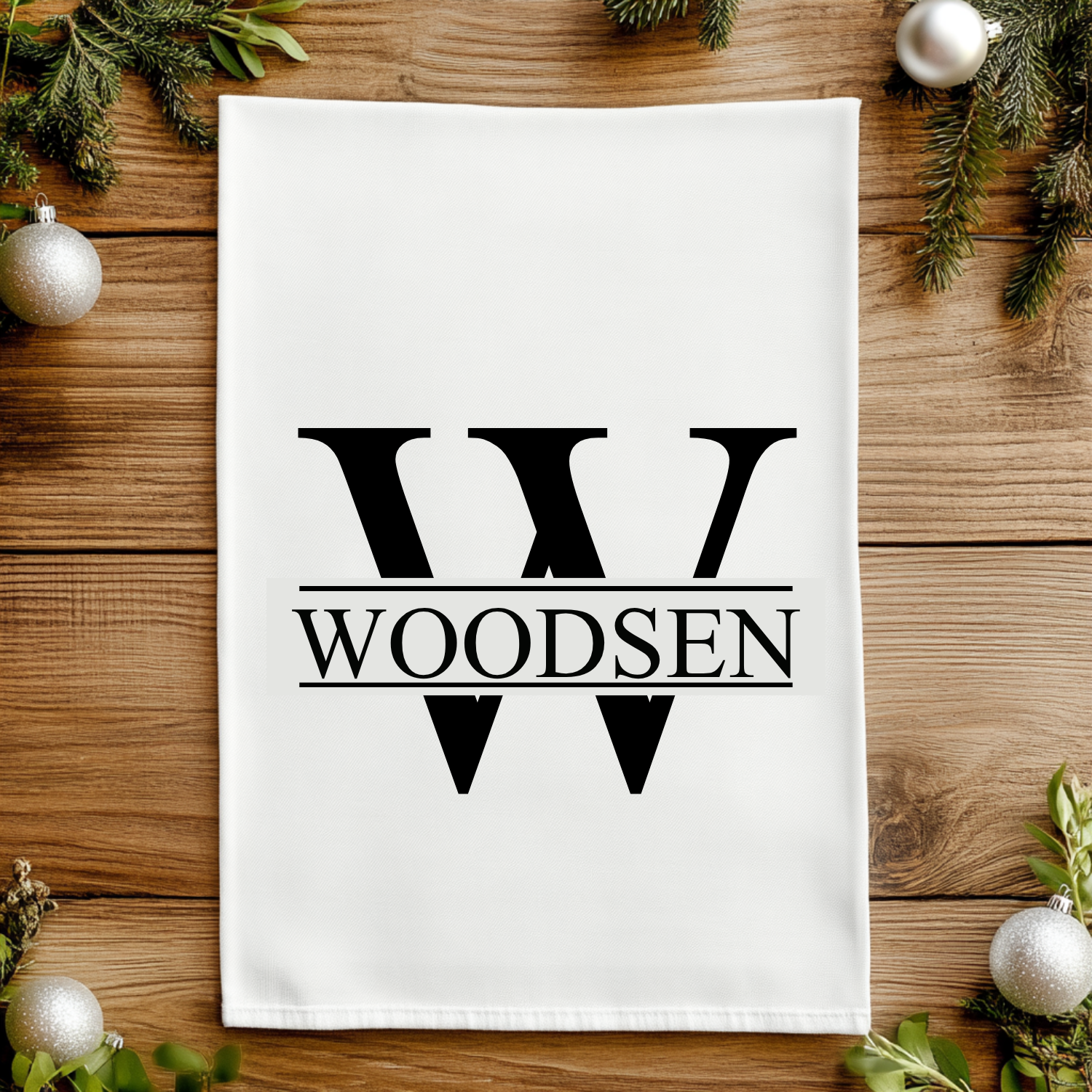 Custom Monogram + Family Name Kitchen Towel - Personalized
