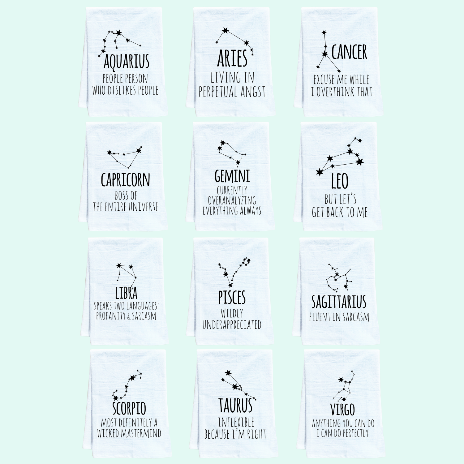 Funny Zodiac Kitchen Towels