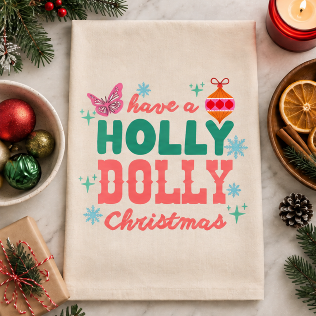 Holly Dolly Christmas Kitchen Towel