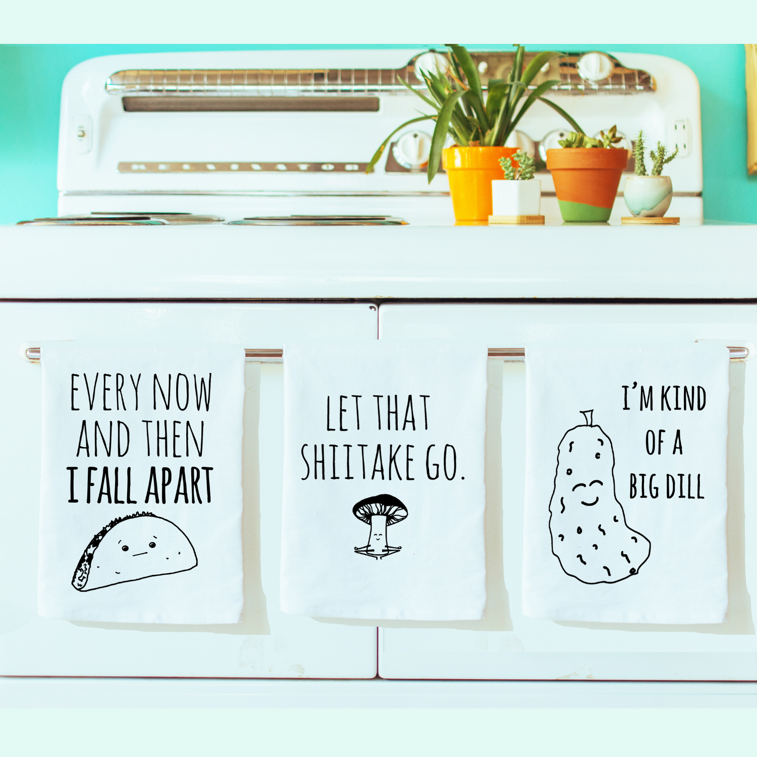 Kitchen Towel Set of 3 - Taco, Shiitake, Dill