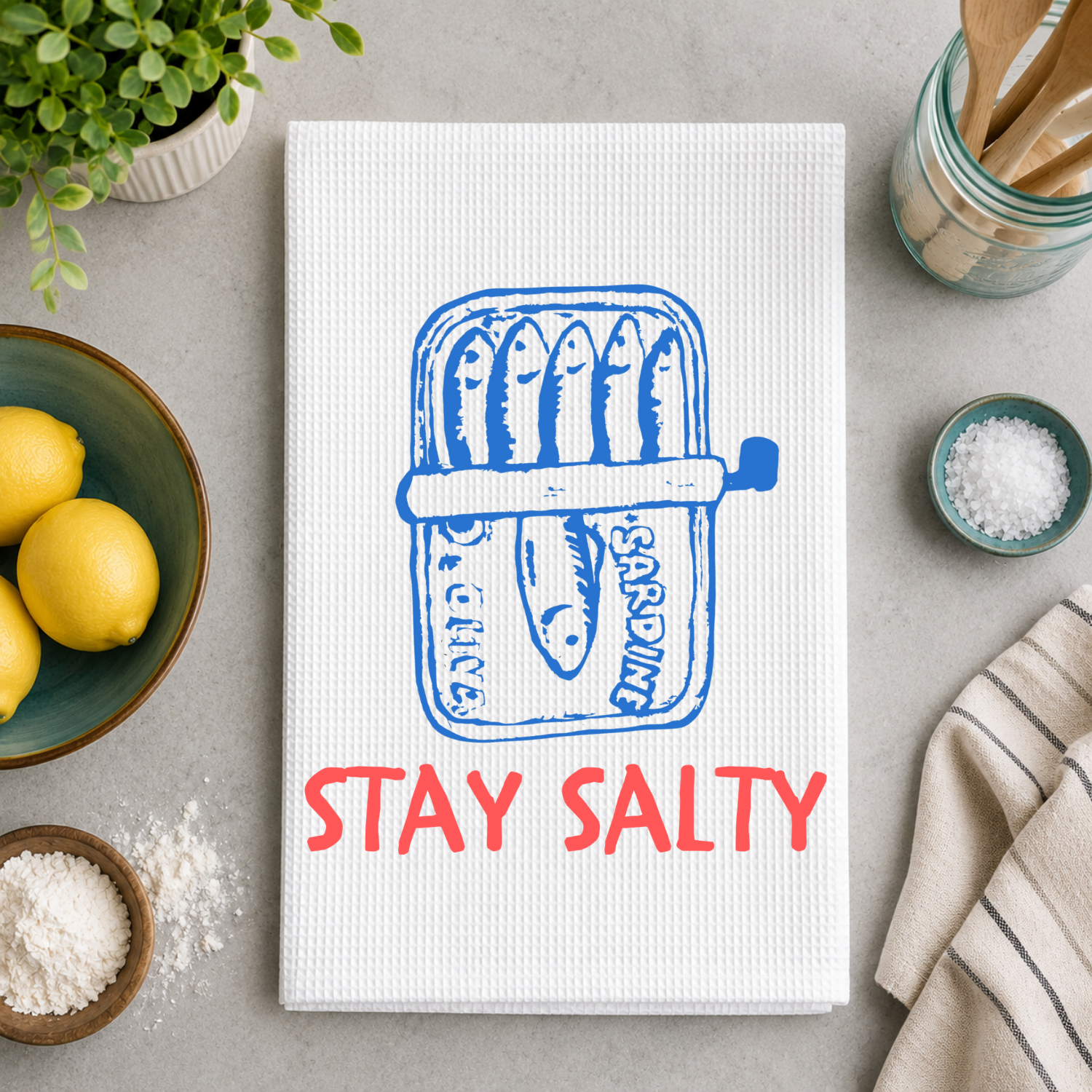 Stay Salty Kitchen Towel - Sardines