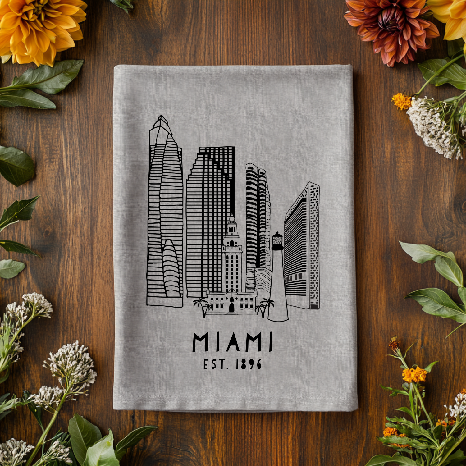 Miami Skyline - Kitchen Towel