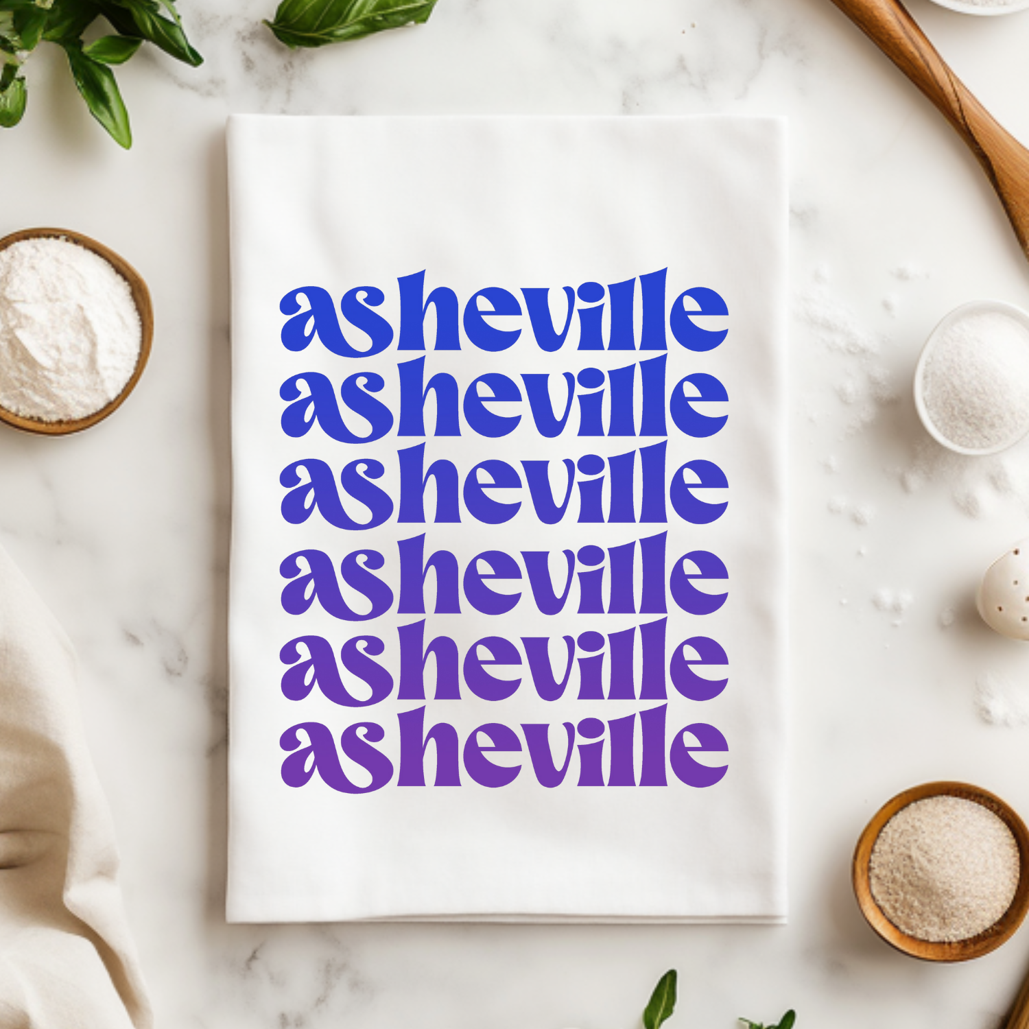 Full Color Kitchen Towel - Asheville - Ombre Cities Collection