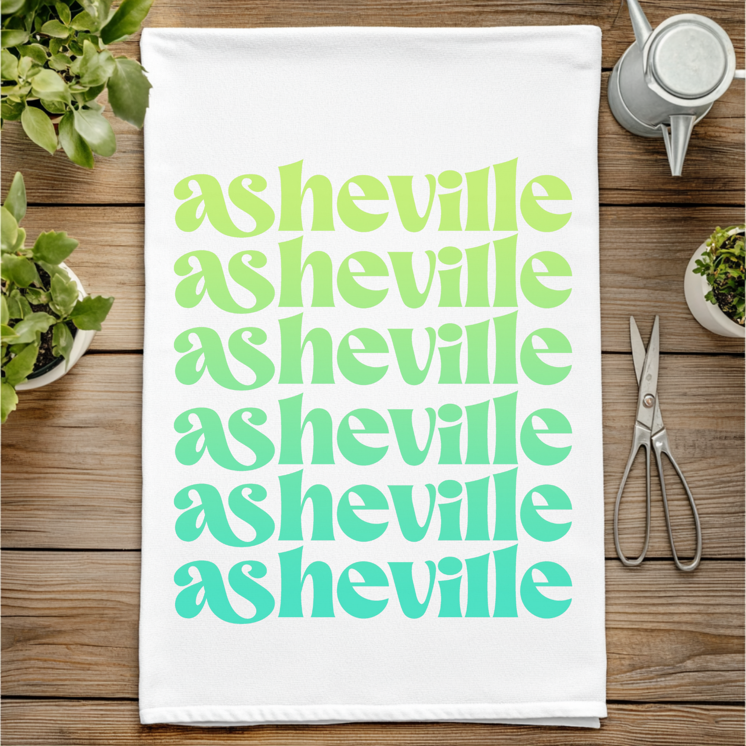 Full Color Kitchen Towel - Asheville - Ombre Cities Collection