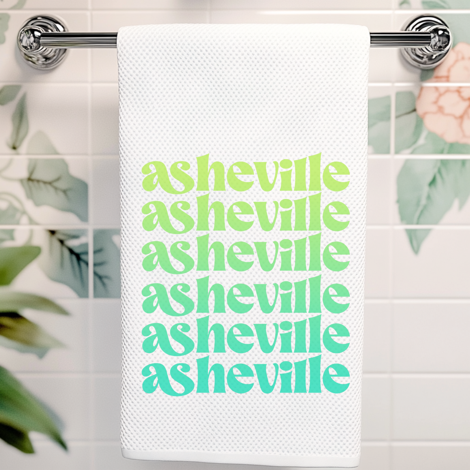 Full Color Kitchen Towel - Asheville - Ombre Cities Collection