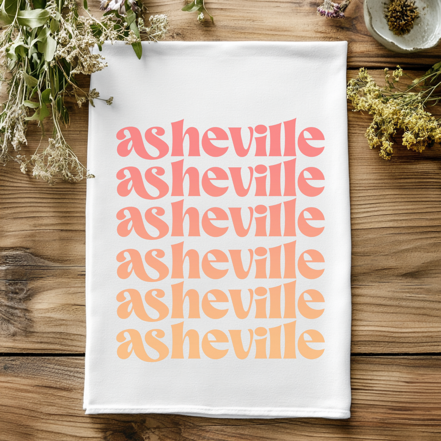Full Color Kitchen Towel - Asheville - Ombre Cities Collection