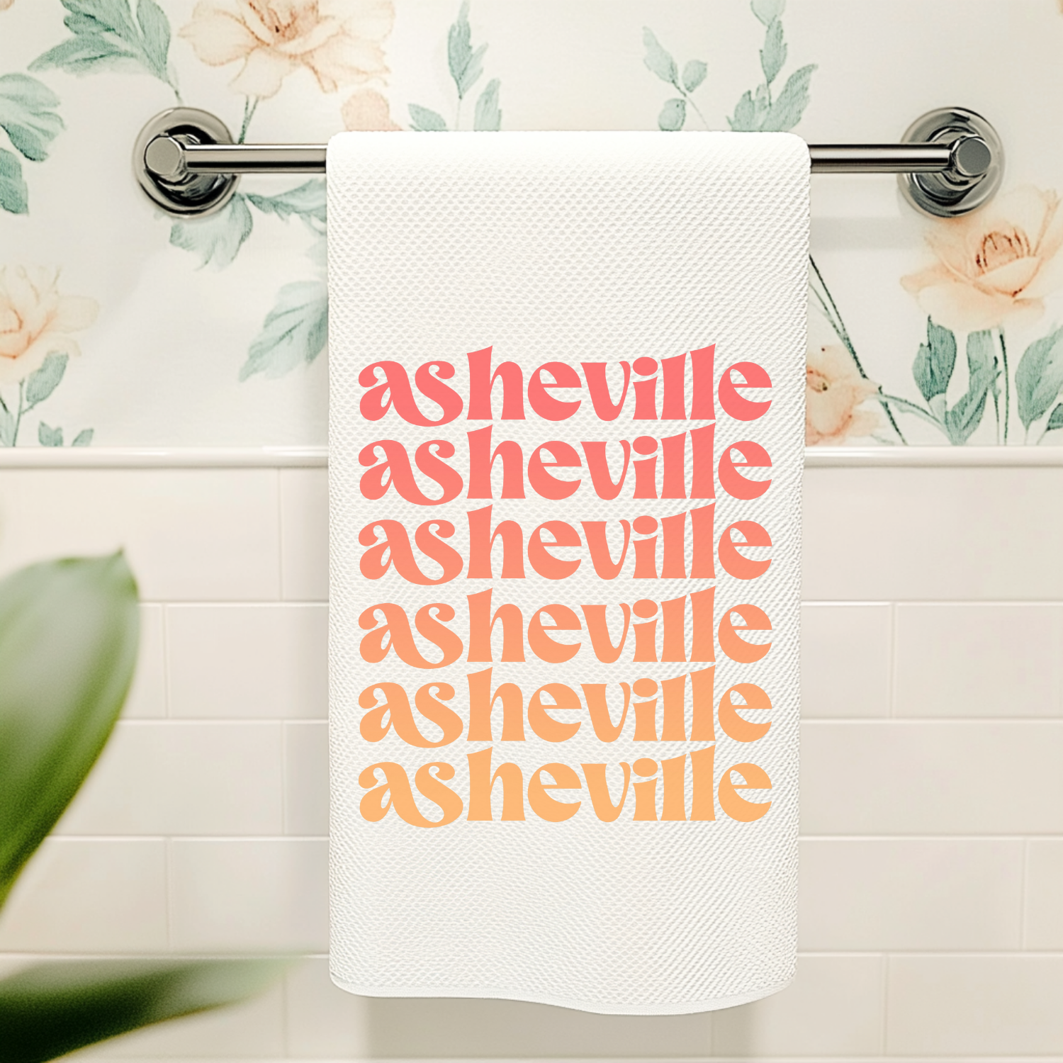 Full Color Kitchen Towel - Asheville - Ombre Cities Collection