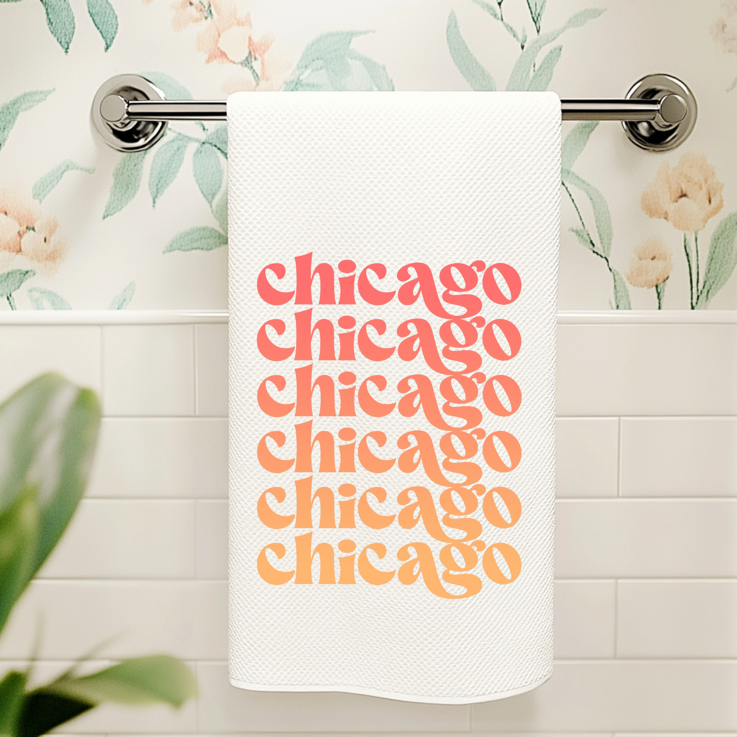 Full Color Kitchen Towel - Chicago - Ombre Cities Collection
