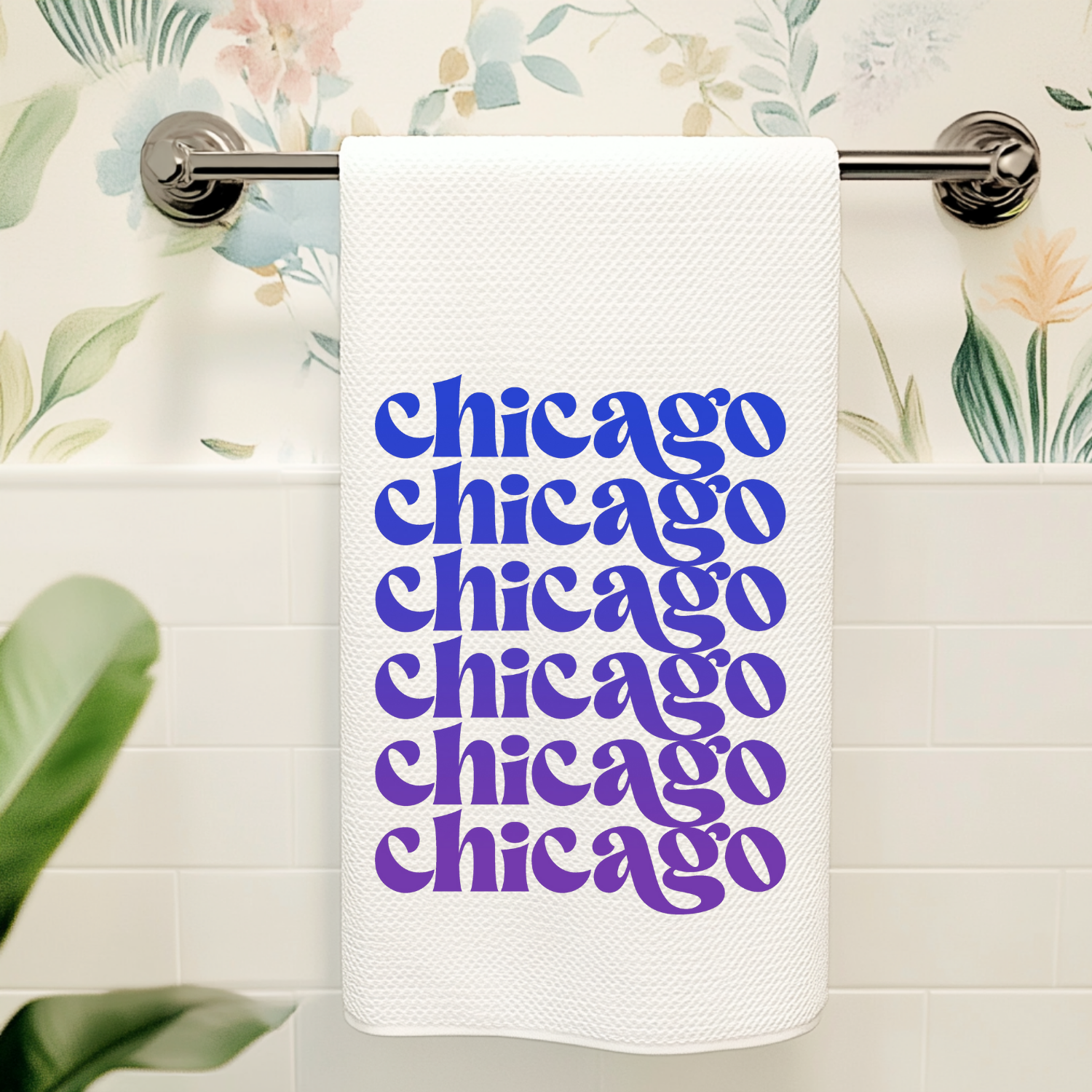 Full Color Kitchen Towel - Chicago - Ombre Cities Collection