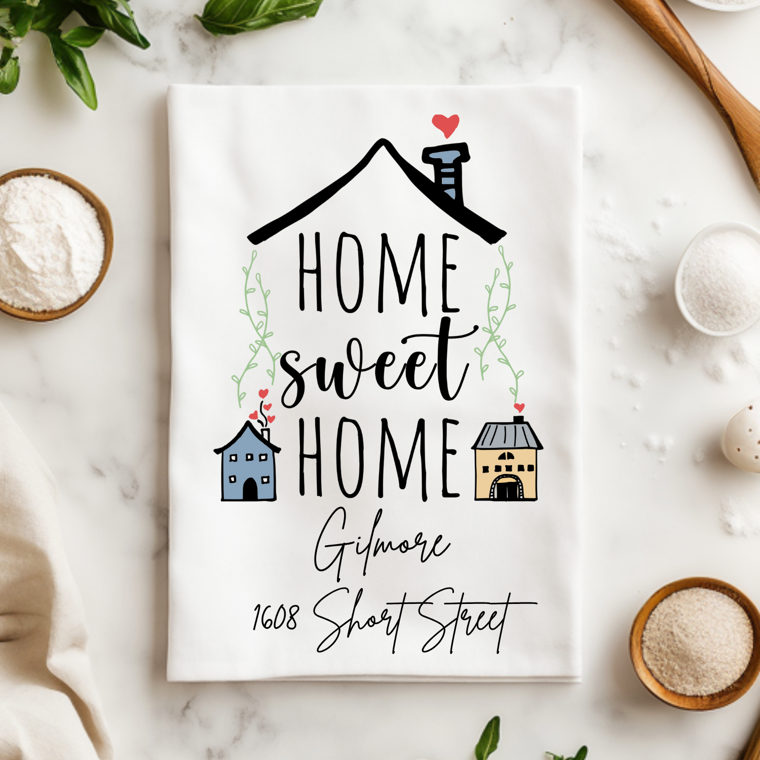 Custom Home Sweet Home Kitchen Towel - Personalized