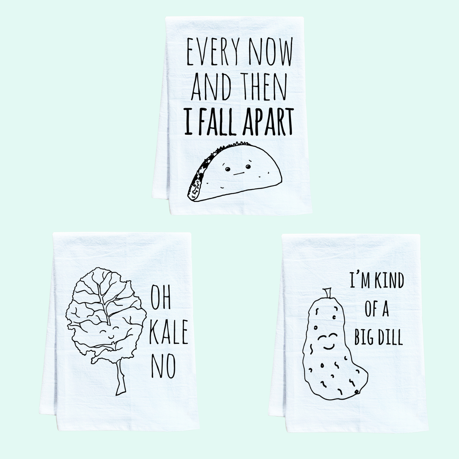 Kitchen Towel Set of 3 - Taco, Kale, Dill