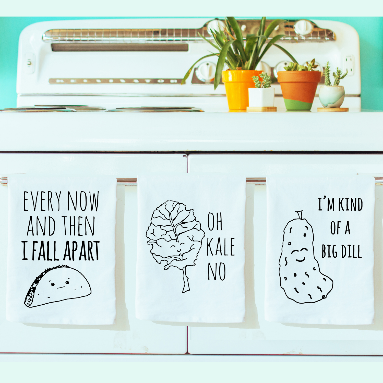 Kitchen Towel Set of 3 - Taco, Kale, Dill