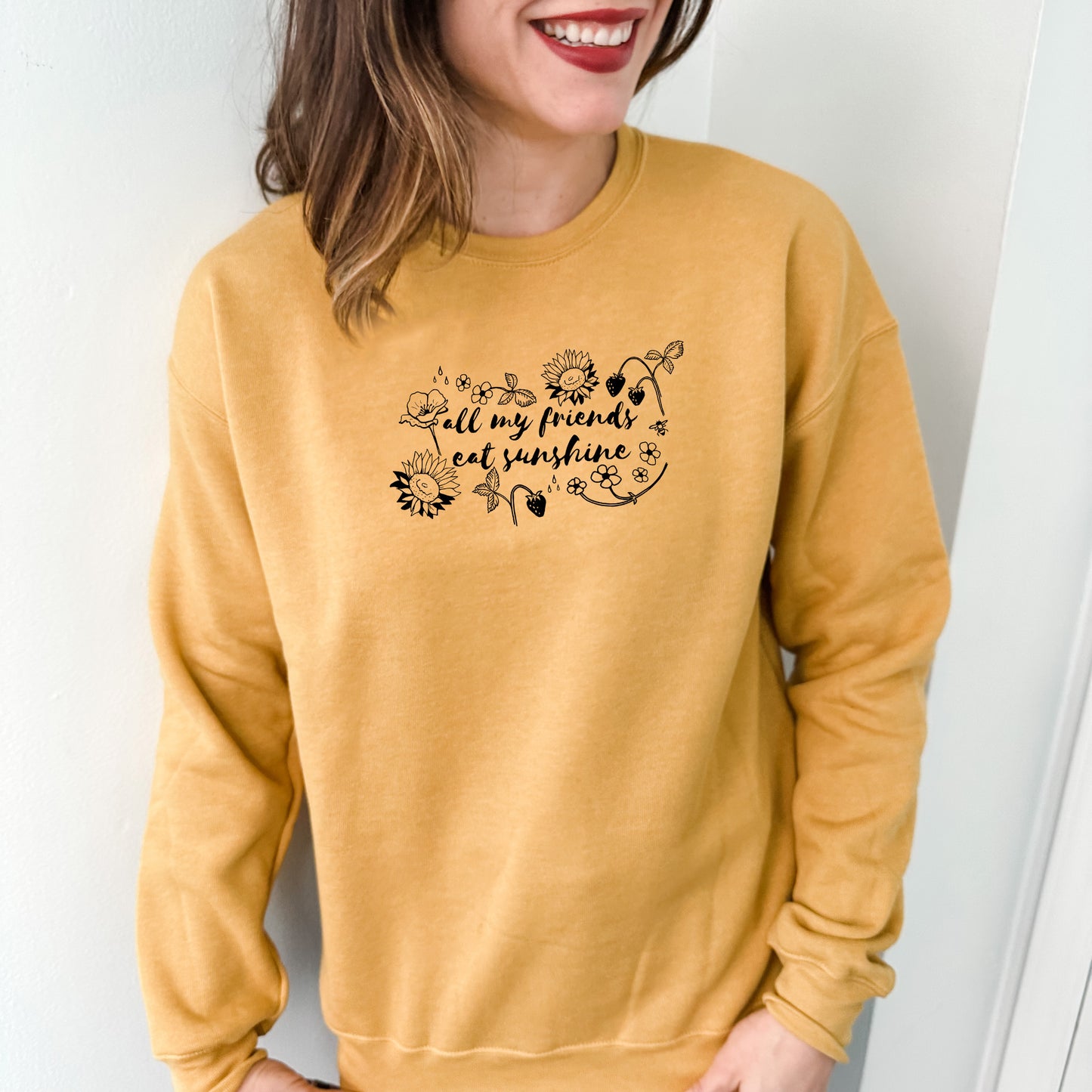 All My Friends Eat Sunshine - Unisex Sweatshirt - Heather Gray, Dusty Blue, Mauve, or Gold