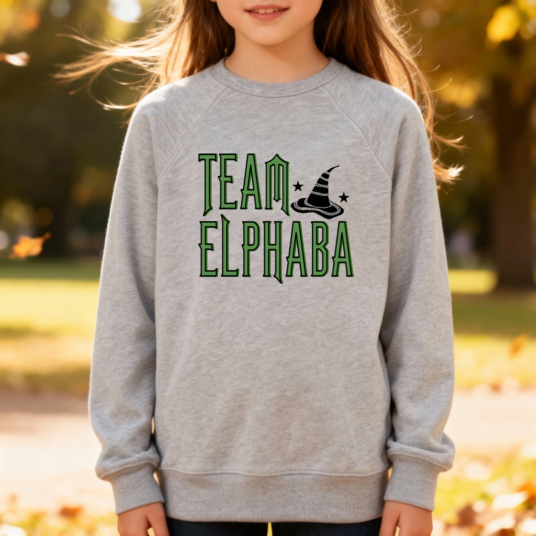 Team Elphaba - Wicked Inspired Gray Kid's Sweatshirt