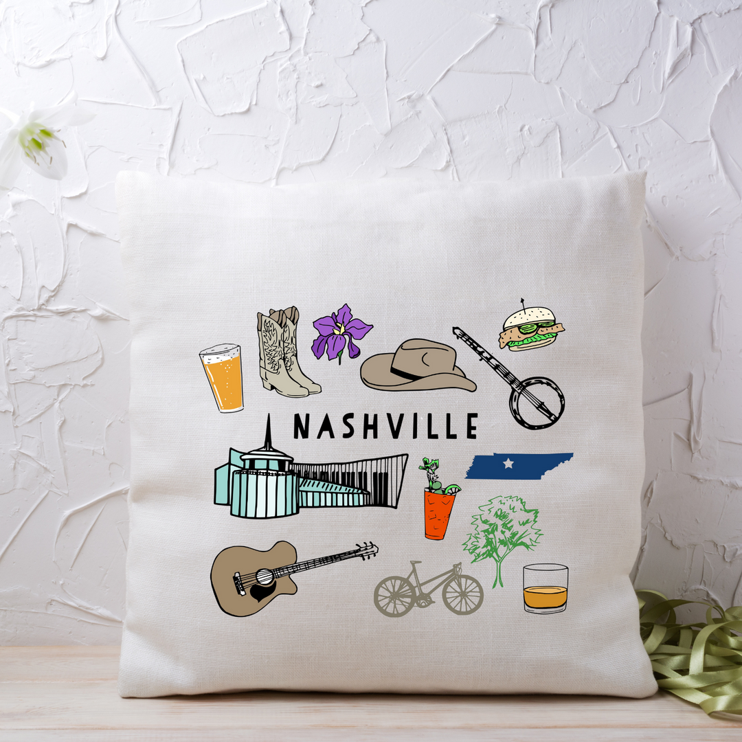 Nashville Collage Throw Pillow
