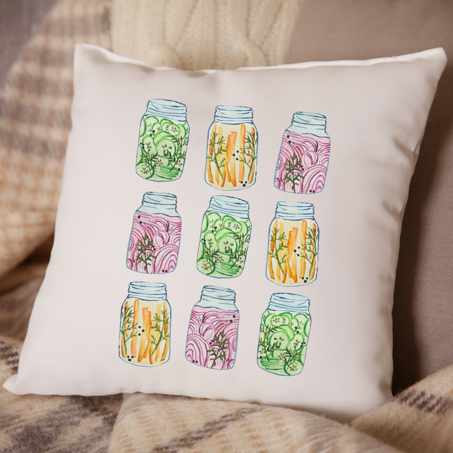 Pickling Jars Throw Pillow