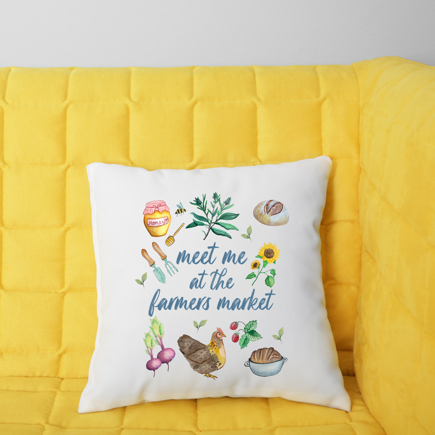 Meet Me At The Farmers Market Throw Pillow