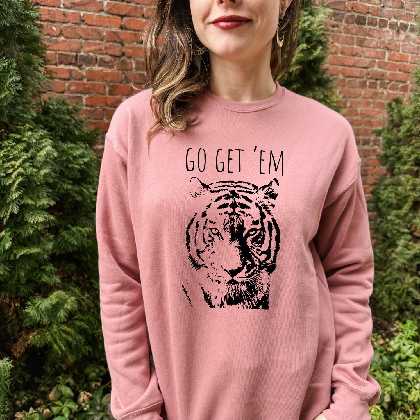 Go Get 'Em (Tiger) - Unisex Sweatshirt - Heather Gray, Dusty Blue, Mauve, or Gold