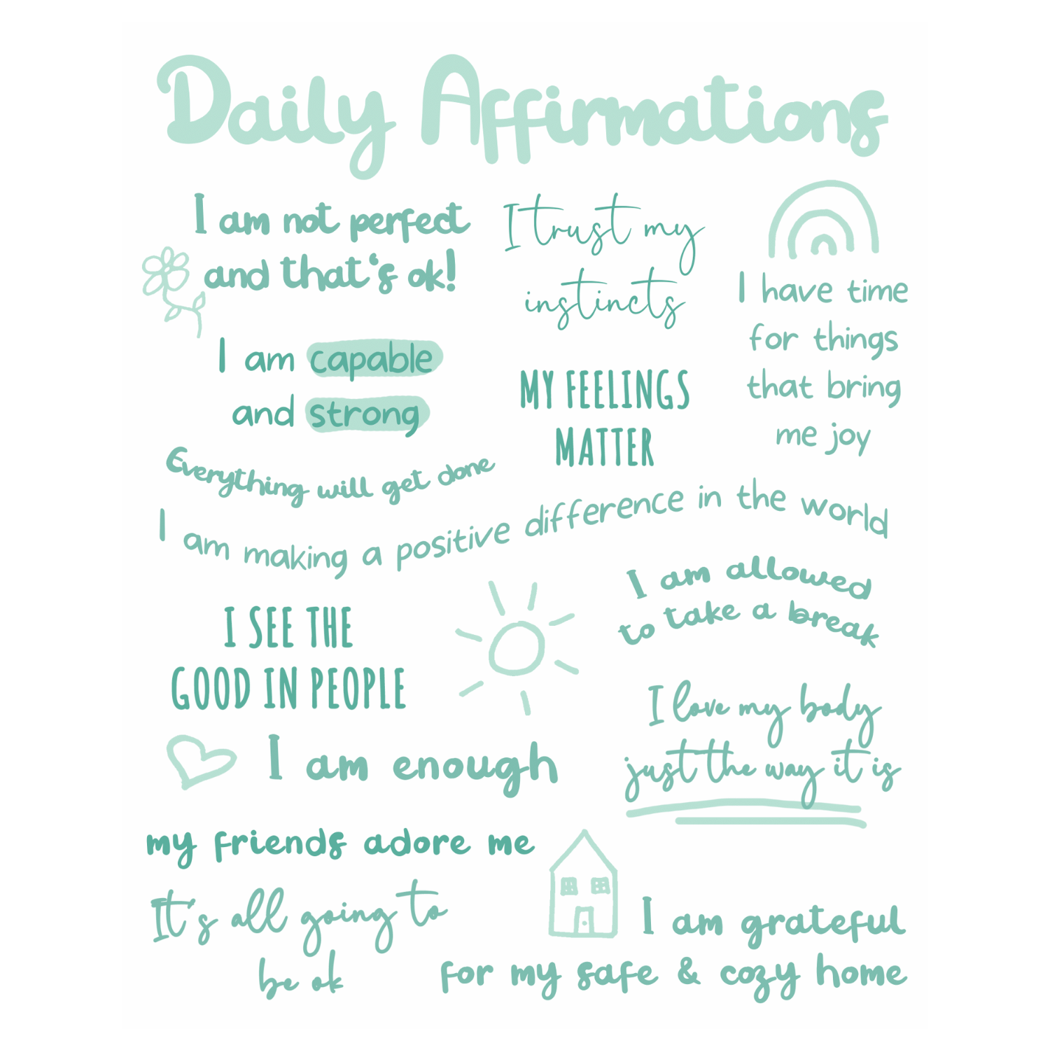 Daily Affirmations - Digital Download - Printable File, Delivered Instantly