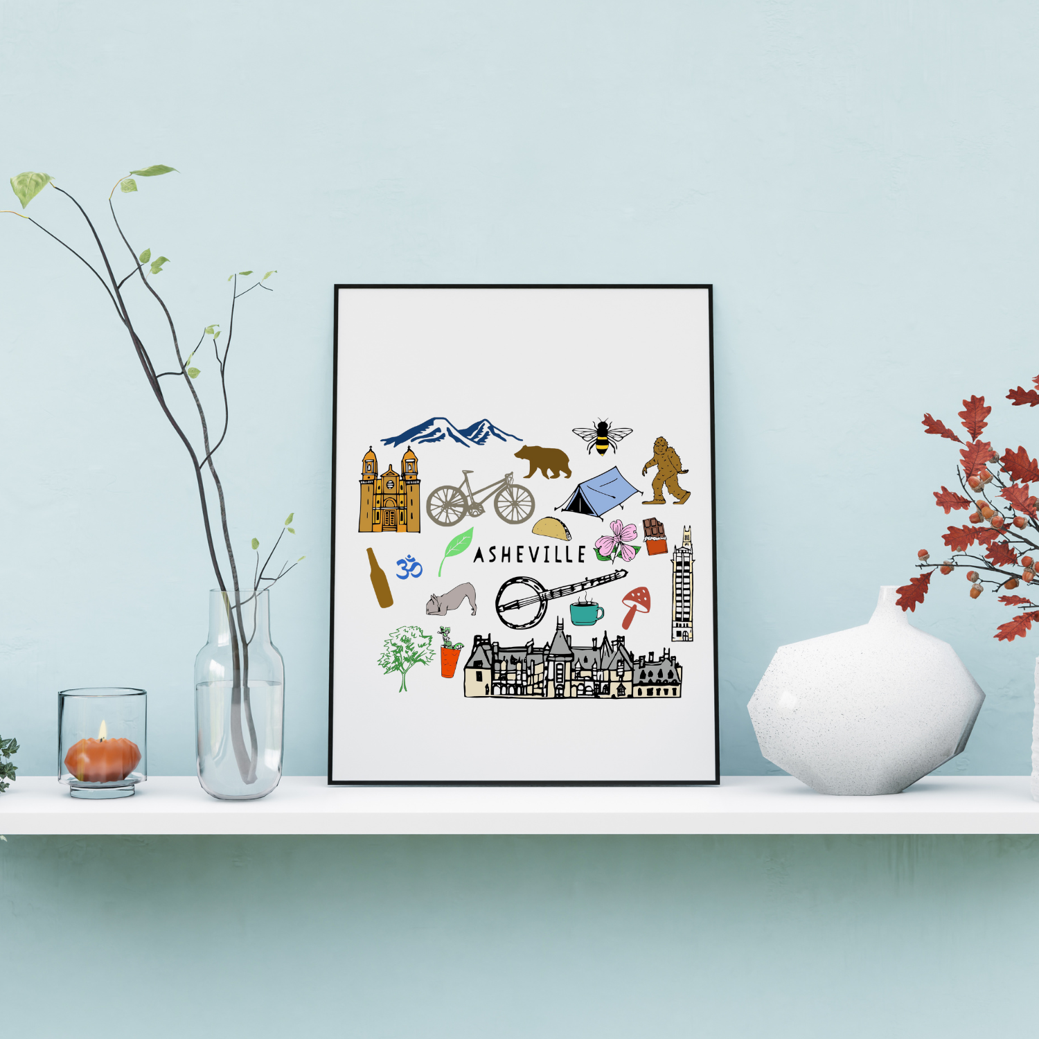 Asheville North Carolina Collage Art Print