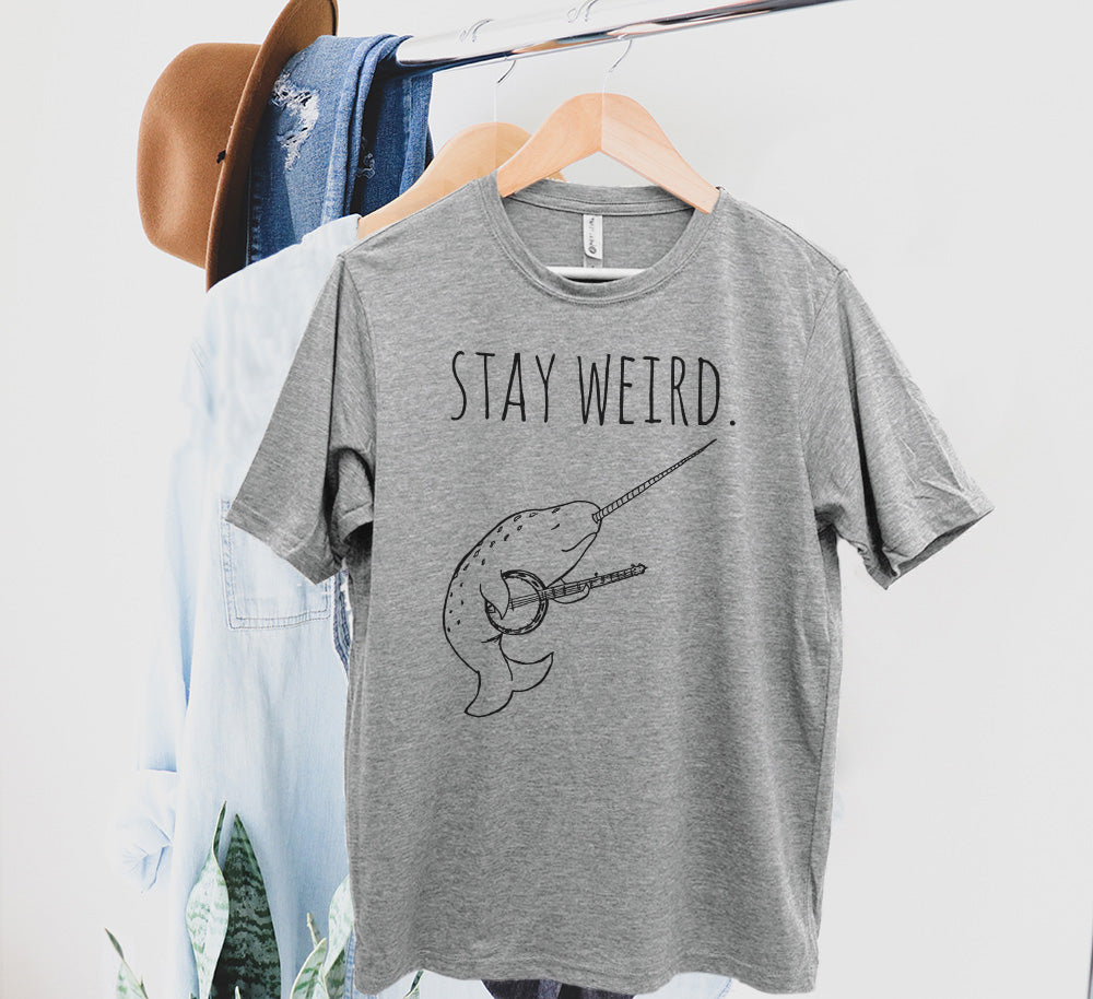 Stay Weird (Narwhal / Banjo) - Men's / Unisex Tee