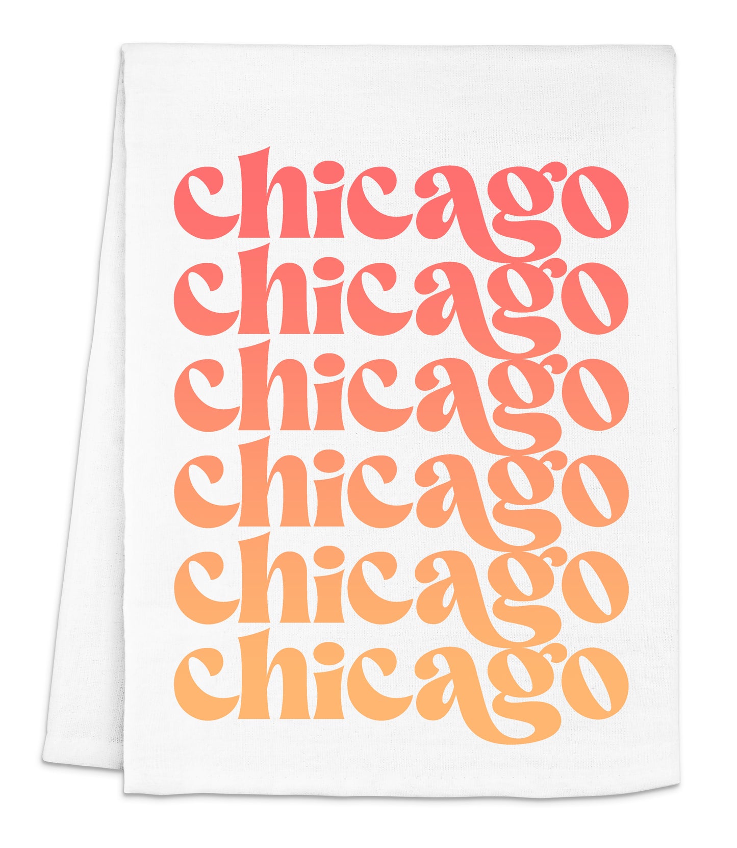 a white towel with chicago type on it