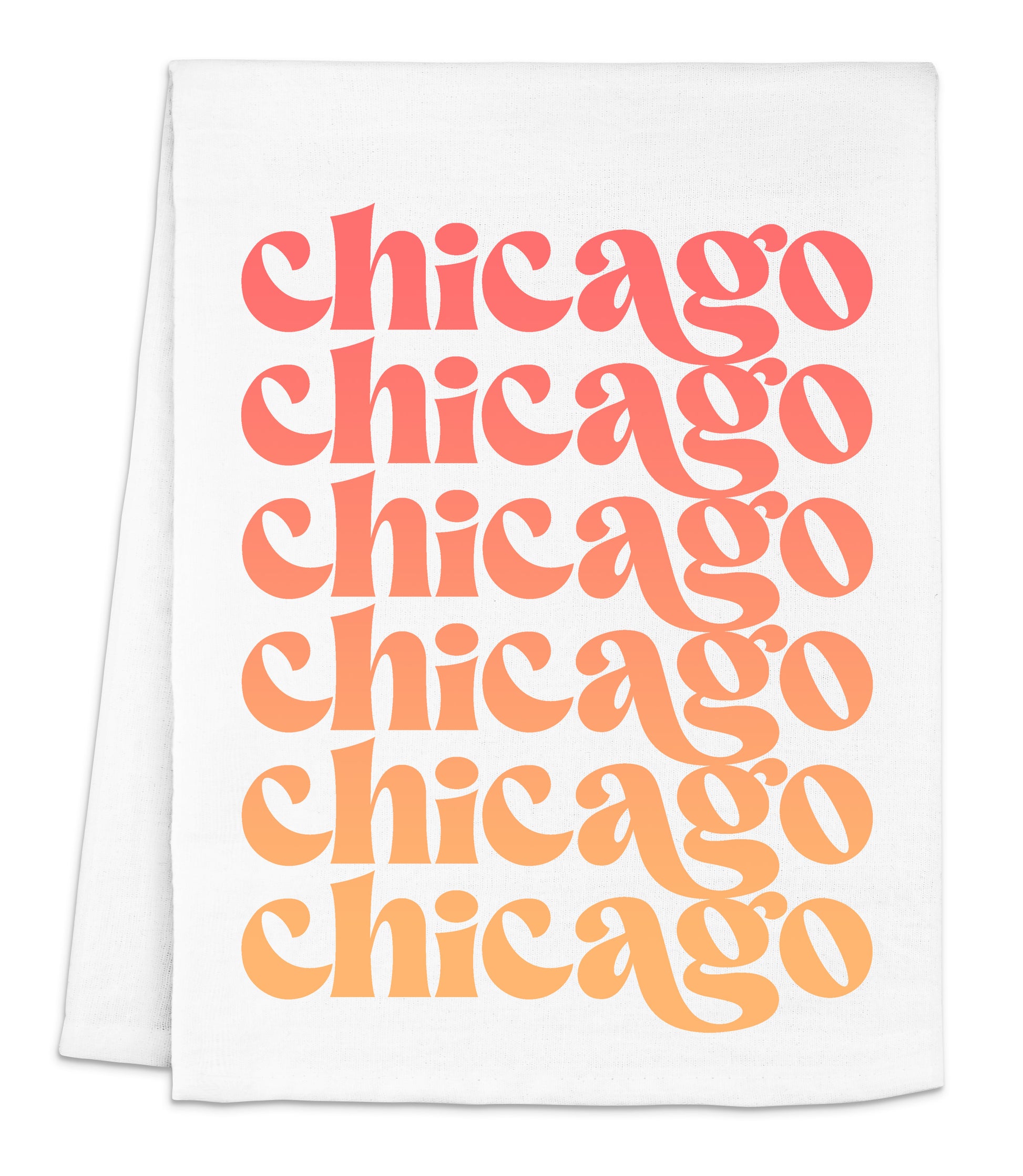 a white towel with chicago type on it